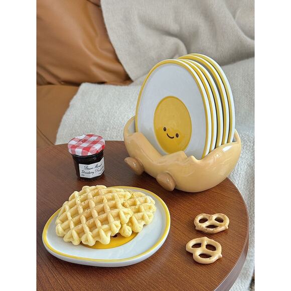 Adorable Ceramic Egg Plate - Breakfast Snack Tray Fun & Functional Design - Picture 9 of 11